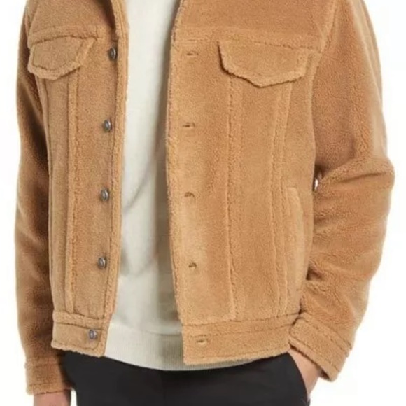 Vince Men's Tan Sherpa Jacket Medium - Picture 4 of 10